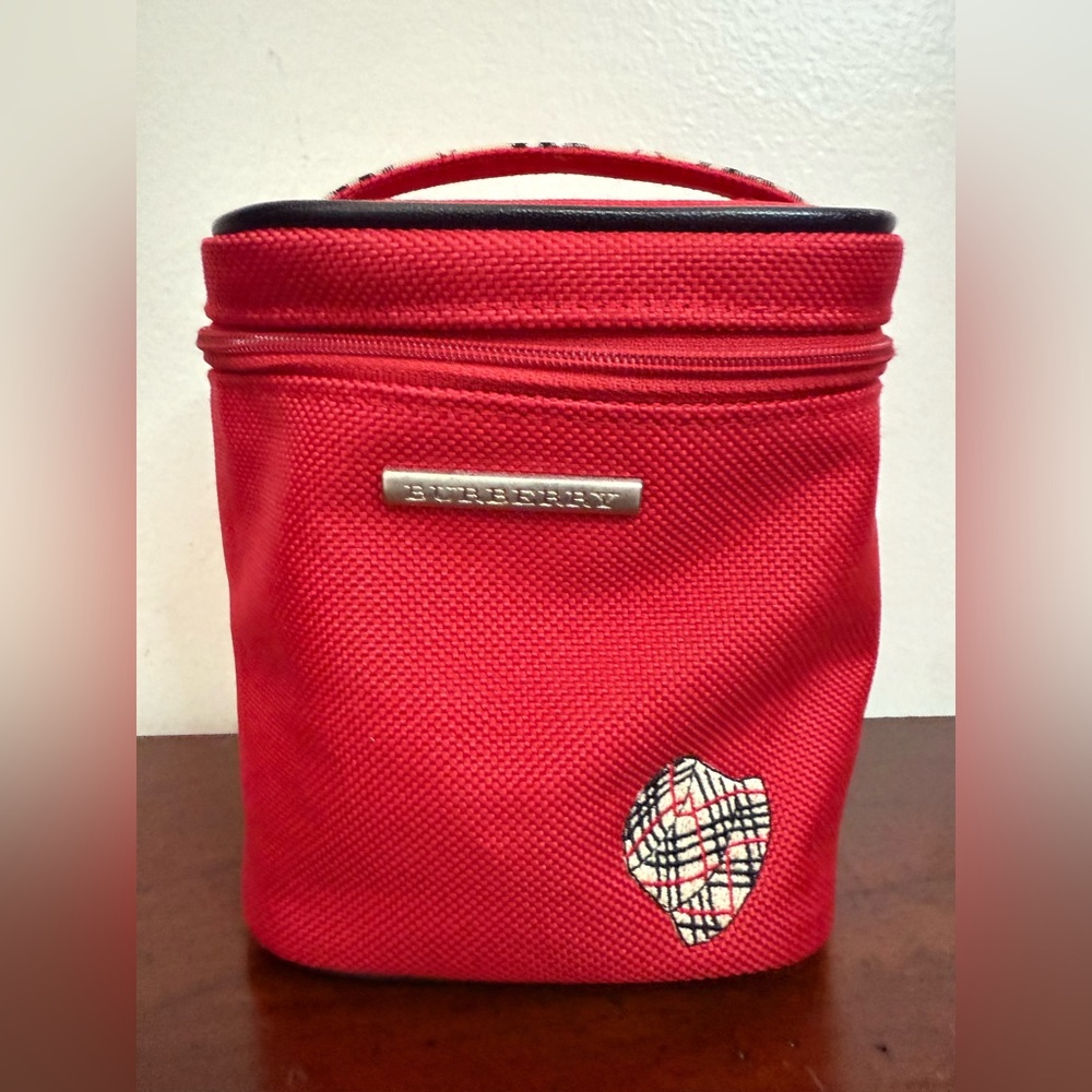 Burberry Red with plaid accents vanity/Cosmetic Case small
